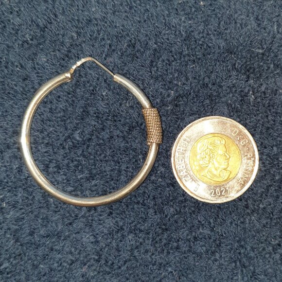 1.8’’ Elegant Vintage Hand Crafted 925 Sterling Silver Large Hoop Earrings - Picture 3 of 11